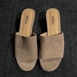 Van Eli Studded Slides  Truffle suede studded